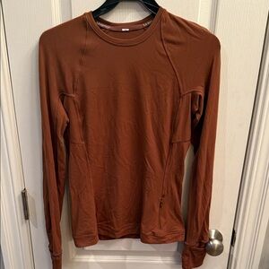 Lululemon its Rulu Run long sleeve shirt. Roasted brown color. Size 6